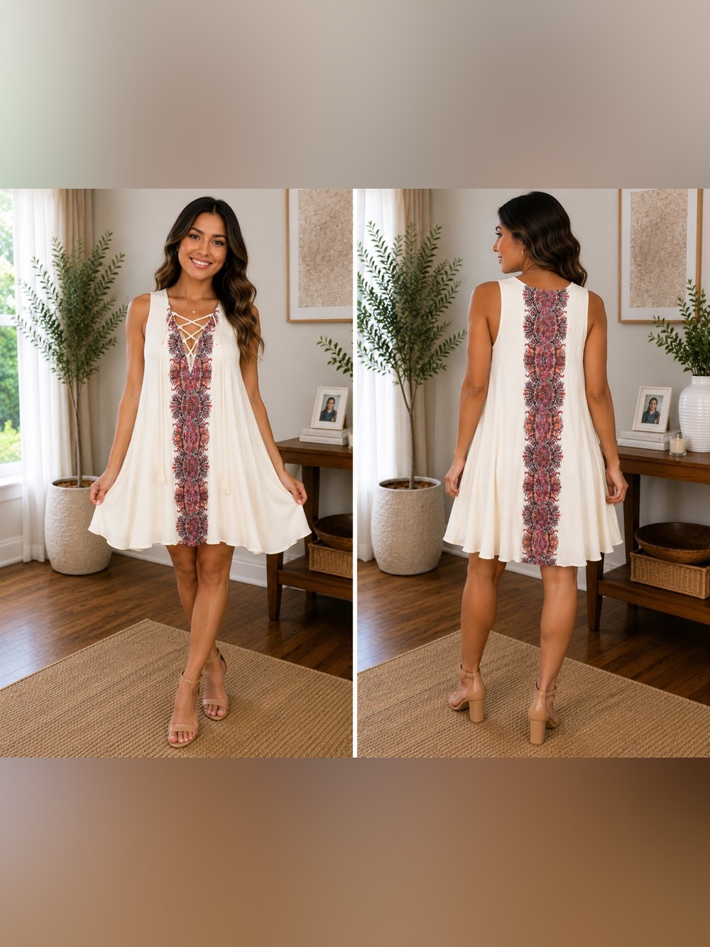 Show Me Your Mumu Daryn Lace Up Swing Mini Dress Size Small NWT